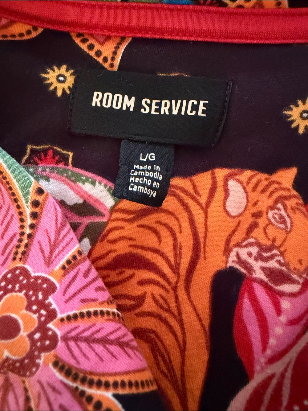 Tiger and Floral Room Service Pajama Pant Top Only! - Picture 2 of 3